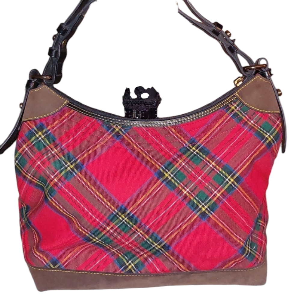 Dooney & Bourke Tartan Erica Women's Shoulder Bag Large - Red (BTART1479RDBL) - Picture 10 of 17